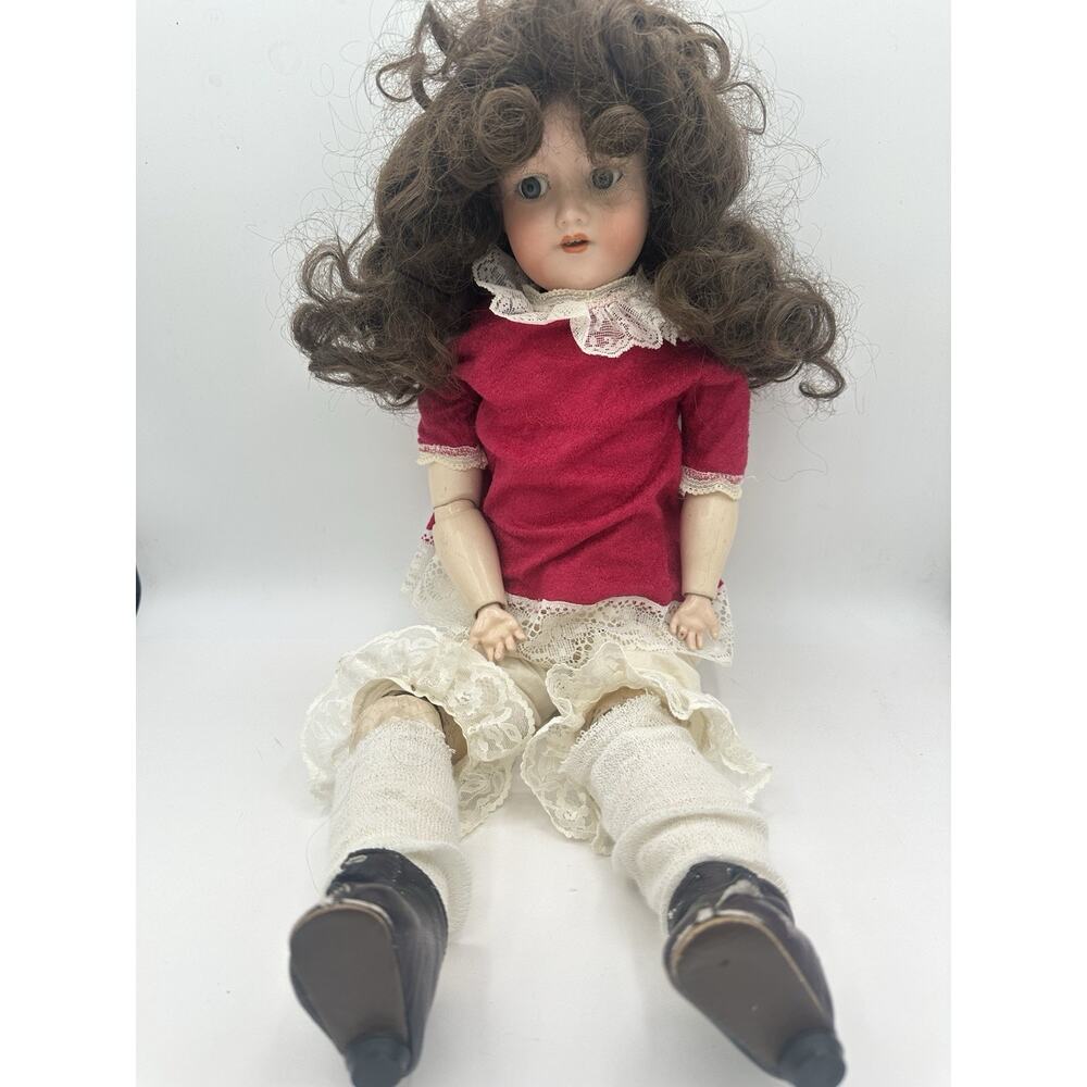Antique German Bisque 25” Armand Marseille 390 A 5 M Doll Blue Eyes Read